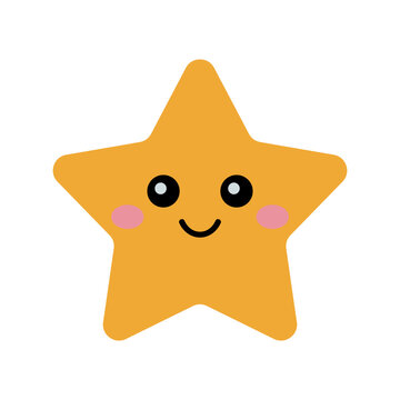 A charming and cheerful vector illustration of a golden star with a smiling face and rosy cheeks. Perfect for use in children's designs, educational materials, or as an eye-catching element in digital