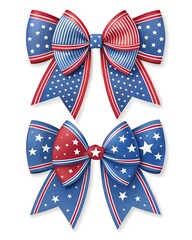 Obraz premium 4th of July bows. Vector illustration isolated on white background. Patriotic Bow Coquette 