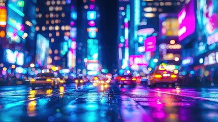 Fototapeta premium Night in the City: Vibrant Lights and Reflections