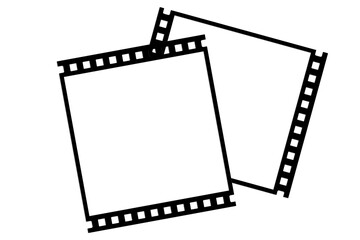 Fototapeta premium Film strips mockup templates of old retro film frame with shadow on background. Video or movie film vintage analog cinema, photograph camera film strip. Trendy editable camera roll social stories