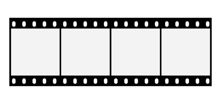 Film strips mockup templates of old retro film frame with shadow on background. Video or movie film vintage analog cinema, photograph camera film strip. Trendy editable camera roll social stories