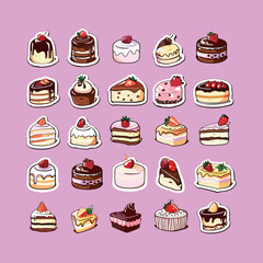 collection of cute vector cake stickers