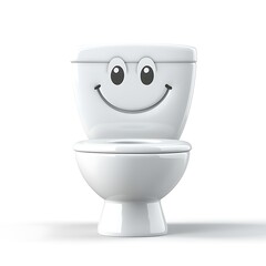 A clean, realistic shot of a toilet emoji icon with fine lighting and shadow effects, set on a white background