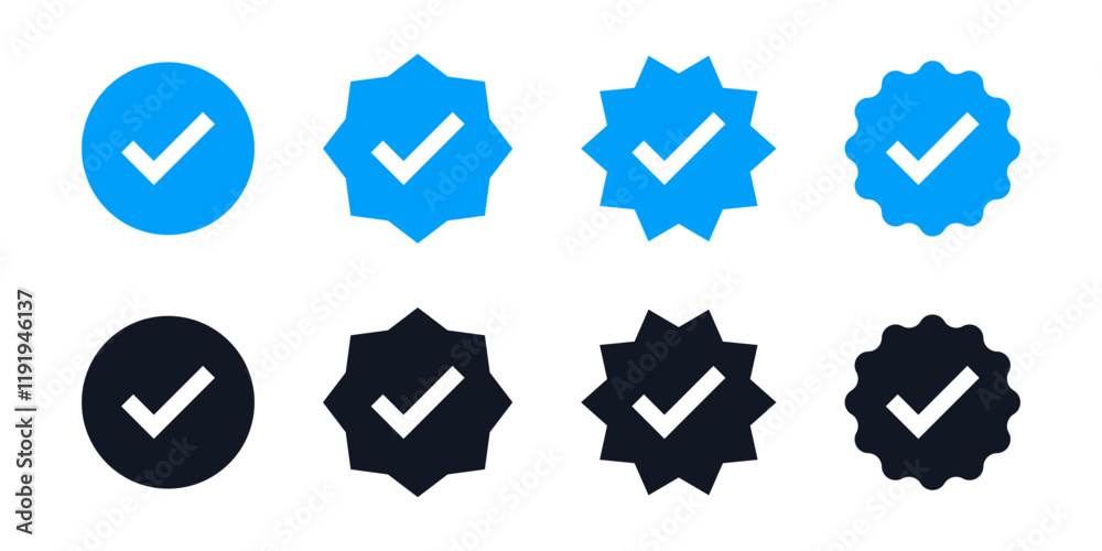 Aufkleber verified badge icon tick symbol vector approved check mark icon. black blue checkmark icons - certif