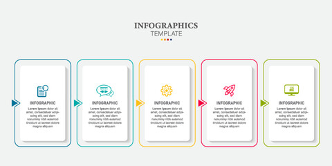 Vector Infographic design business template with icons and 5 options or steps. Can be used for process diagram, presentations, workflow layout, banner, flow chart, info graph 