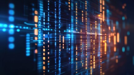 Obraz premium Abstract digital data flow, binary code, glowing streams, technological background.