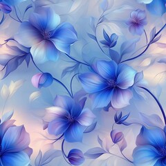 Soft Blue Floral Pattern with Gradient Pastel Background
