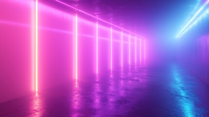 Neon Lights Corridor: A Futuristic Dreamscape
