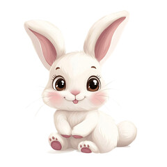 White rabbit on isolated on transparent background