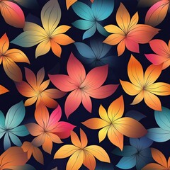 Obraz premium Bright Tropical Flower Pattern with Warm Gradient Colors