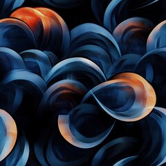 Obraz premium Blue and Orange Abstract Pattern with Layered Curves