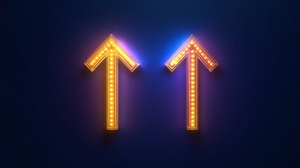 Two glowing arrows point upward against a dark blue background.  A vibrant, hopeful image.