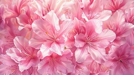 Obraz premium A vibrant display of pink flowers, showcasing their delicate petals and intricate details.