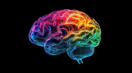 Colorful abstract brain illustration.