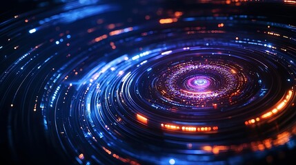 Obraz premium abstract neon circular light trails - abstract backgrounds