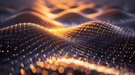 Abstract representation of waves with glowing particles, evoking a sense of movement and depth.