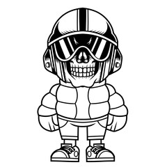 Mascot character design cartoon skull pilot outline