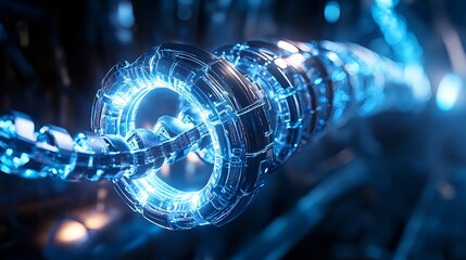 futuristic blue chain link technology - ai and machine learning