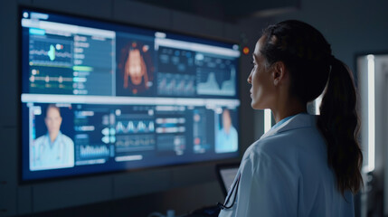 Fototapeta premium Healthcare professional analyzing patient data on digital screen