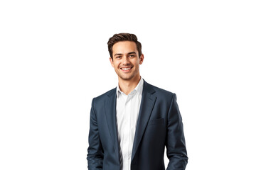 Portrait of a young handsome businessman in suit, isolated on white background