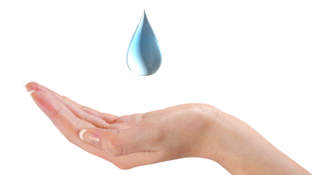 a hand catching water droplet