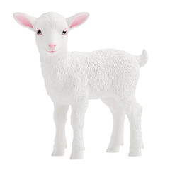 Obraz premium Playful white goat figurine studio setting plastic model transparent background realistic design