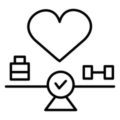 A minimalist wellness lineal icon symbolizing balance, harmony, and self-care. Perfect for health, fitness, spa, or mindfulness themes. Clean design for modern, versatile applications.