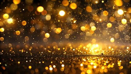 Golden bokeh, raining light, blurry lights, blurry background.