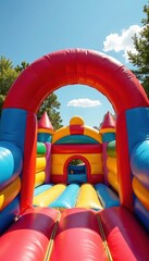 Colorful inflatable archway entrance with bouncy castle, inflatable, recreation