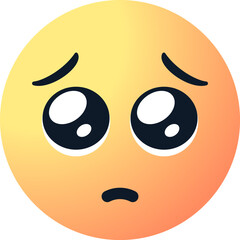 Fototapeta premium pleading emoticon face emoji with glossy eyes. sad emoji face with pleading eye. vector illustration