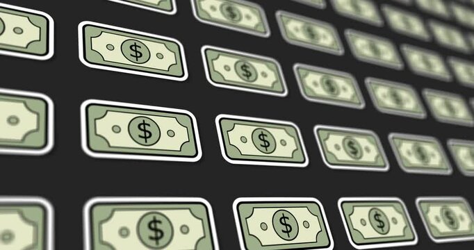 Animated pattern design of dollar bill illustration on black background