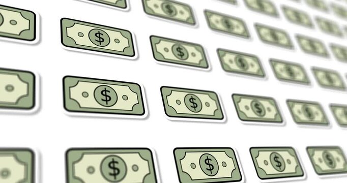 Animated pattern design of dollar bill illustration on white background