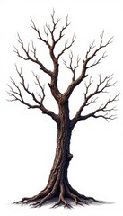 Dead branches tree isolated on white background, nature, dead branches