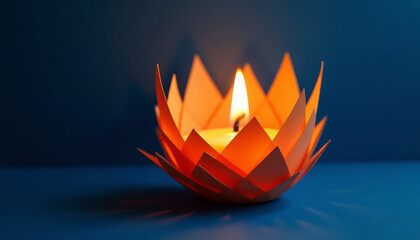 Candle in a Lotus-Shaped Holder