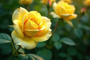 delicate yellow rose petals softly glisten in morning dew, petals, gentle