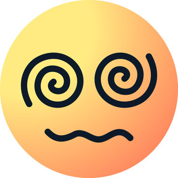 Naklejki dizzy emoji, dizziness emoticon . face with spiral eyes