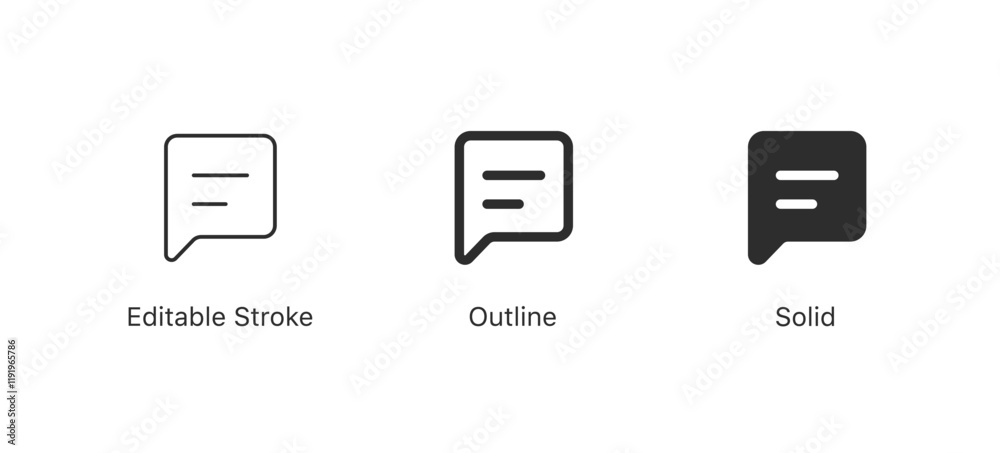 Poster comment icon speech bubble symbol Chat message icons - talk message Bubble chat icon. vector . editable stroke outline style for app user interface and web elements