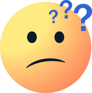 Naklejki thinking emoticon, confused face emoji with question marks symbol
