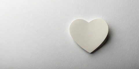 Obraz premium Heart-shaped sticker on a smooth surface with a subtle texture, placed against a plain background of white or light-colored paper, office decoration, minimalist design