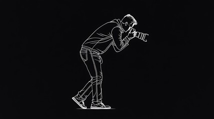 Striking Dynamic Balance: Photographer Captures the Art of Balancing on One Foot While Taking Stunning Photos in a Professional Setting