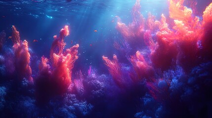 Dynamic underwater abstract textures with radiant aquatic tones and intricate details