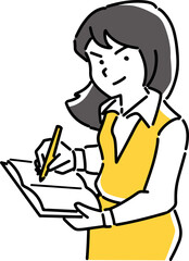 メモを取るキリっとした女性