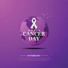 World Cancer Day concept. Cancer protection concept. Colorful cancer awareness ribbon creative design.