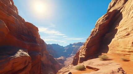 Canyon sunlight hike desert landscape travel