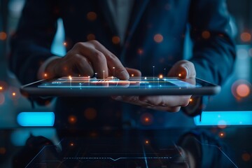 Businessman using tablet in office