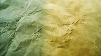 Fototapeta premium A close-up of crumpled paper with a gradient of green and yellow hues.