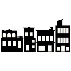 Silhouette of Cityscape Skyline. Isolated on White Background