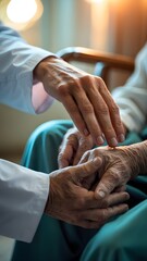 Doctor Hands examining elderly senior patient Elder Healthcare Medicine Age Caring Support Assistance Solidarity
