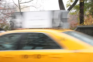 Acrylic prints car, taxi, traffic, cab, yellow, city, street, speed, transportation, motion, blur, travel, new york, vehicle, transport, automobile, driving, drive, nyc, new york city