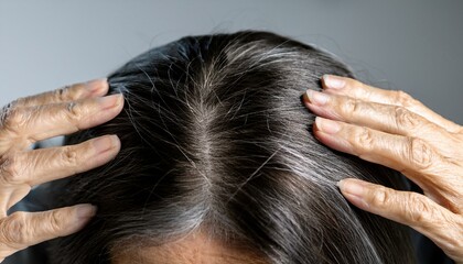 Naklejka premium 頭皮を気にしている女性